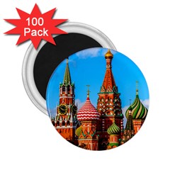 Moscow Kremlin And St  Basil Cathedral 2 25  Magnets (100 Pack)  by FunnyCow