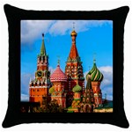 Moscow Kremlin and St. Basil Cathedral Throw Pillow Case (Black) Front