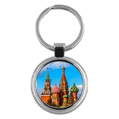 Moscow Kremlin And St  Basil Cathedral Key Chains (round)  by FunnyCow