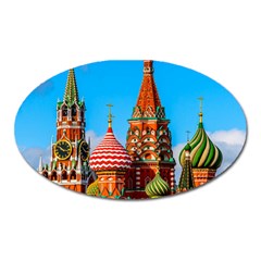 Moscow Kremlin And St  Basil Cathedral Oval Magnet by FunnyCow