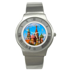 Moscow Kremlin And St  Basil Cathedral Stainless Steel Watch by FunnyCow