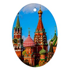 Moscow Kremlin And St  Basil Cathedral Oval Ornament (two Sides) by FunnyCow