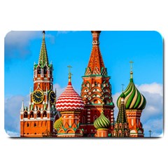 Moscow Kremlin And St  Basil Cathedral Large Doormat  by FunnyCow