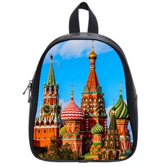 Moscow Kremlin And St  Basil Cathedral School Bag (small) by FunnyCow