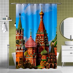 Moscow Kremlin And St  Basil Cathedral Shower Curtain 48  X 72  (small)  by FunnyCow