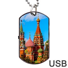 Moscow Kremlin And St  Basil Cathedral Dog Tag Usb Flash (one Side) by FunnyCow