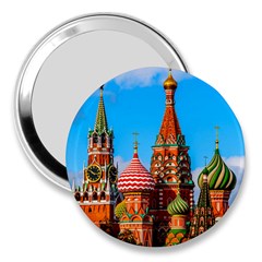 Moscow Kremlin And St  Basil Cathedral 3  Handbag Mirrors by FunnyCow