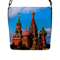 Moscow Kremlin And St  Basil Cathedral Flap Messenger Bag (l)  by FunnyCow