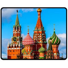 Moscow Kremlin And St  Basil Cathedral Double Sided Fleece Blanket (medium)  by FunnyCow