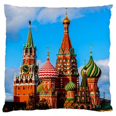 Moscow Kremlin And St  Basil Cathedral Large Flano Cushion Case (one Side) by FunnyCow