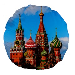 Moscow Kremlin And St  Basil Cathedral Large 18  Premium Flano Round Cushions by FunnyCow