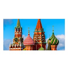 Moscow Kremlin And St  Basil Cathedral Satin Shawl by FunnyCow