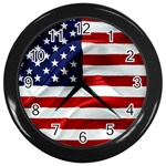 American Usa Flag Wall Clocks (Black) Front