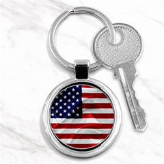 American Usa Flag Key Chains (round)  by FunnyCow