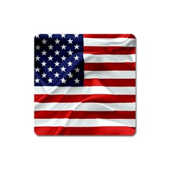 American Usa Flag Square Magnet by FunnyCow