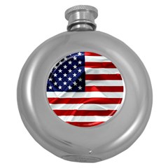 American Usa Flag Round Hip Flask (5 Oz) by FunnyCow