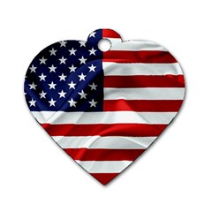 American Usa Flag Dog Tag Heart (two Sides) by FunnyCow