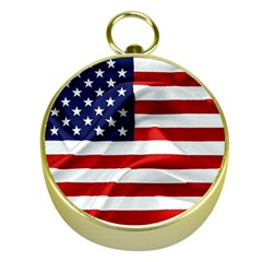 American Usa Flag Gold Compasses by FunnyCow