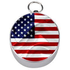 American Usa Flag Silver Compasses by FunnyCow