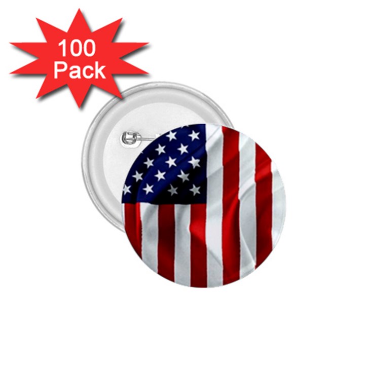 American Usa Flag Vertical 1.75  Buttons (100 pack) 