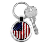 American Usa Flag Vertical Key Chains (Round)  Front