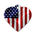 American Usa Flag Vertical Dog Tag Heart (One Side) Front