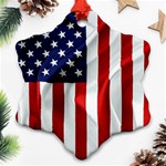 American Usa Flag Vertical Snowflake Ornament (Two Sides) Front