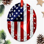 American Usa Flag Vertical Ornament (Oval Filigree) Front