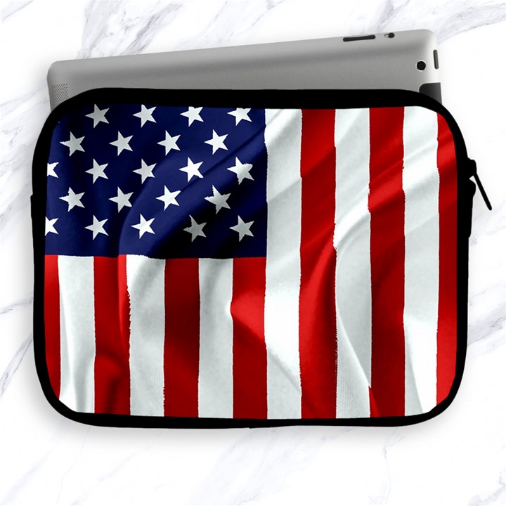 American Usa Flag Vertical Apple iPad 2/3/4 Zipper Cases