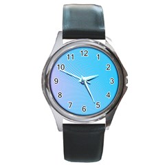 Background Graphics Lines Wave Round Metal Watch by Nexatart