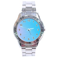 Background Graphics Lines Wave Stainless Steel Analogue Watch