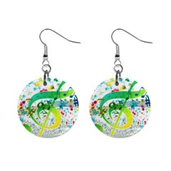 Points Circle Music Pattern Mini Button Earrings by Nexatart