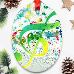 Points Circle Music Pattern Oval Ornament (two Sides) by Nexatart