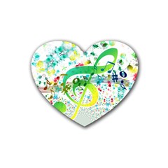 Points Circle Music Pattern Rubber Coaster (heart)  by Nexatart