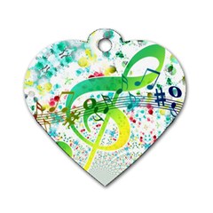 Points Circle Music Pattern Dog Tag Heart (one Side) by Nexatart