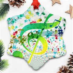 Points Circle Music Pattern Snowflake Ornament (two Sides) by Nexatart