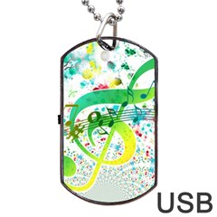 Points Circle Music Pattern Dog Tag Usb Flash (one Side) by Nexatart