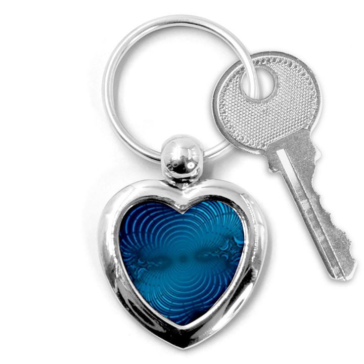 Blue Background Brush Particles Wave Key Chains (Heart) 