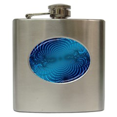 Blue Background Brush Particles Wave Hip Flask (6 Oz) by Nexatart