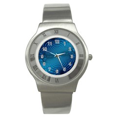 Blue Background Brush Particles Wave Stainless Steel Watch by Nexatart