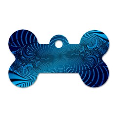 Blue Background Brush Particles Wave Dog Tag Bone (one Side) by Nexatart