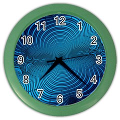 Blue Background Brush Particles Wave Color Wall Clocks by Nexatart