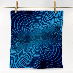 Blue Background Brush Particles Wave Face Towel by Nexatart