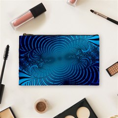 Blue Background Brush Particles Wave Cosmetic Bag (medium)  by Nexatart