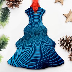 Blue Background Brush Particles Wave Christmas Tree Ornament (two Sides) by Nexatart