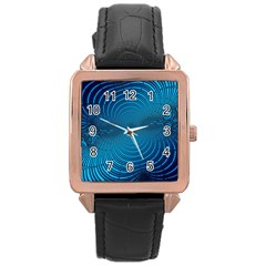 Blue Background Brush Particles Wave Rose Gold Leather Watch  by Nexatart