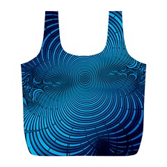 Blue Background Brush Particles Wave Full Print Recycle Bags (l)  by Nexatart