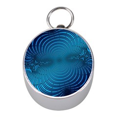 Blue Background Brush Particles Wave Mini Silver Compasses by Nexatart