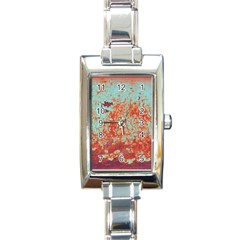 Orange Blue Rust Colorful Texture Rectangle Italian Charm Watch by Nexatart