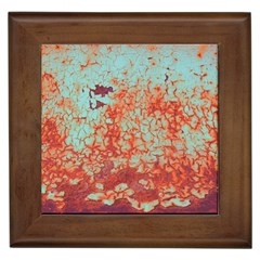 Orange Blue Rust Colorful Texture Framed Tiles by Nexatart